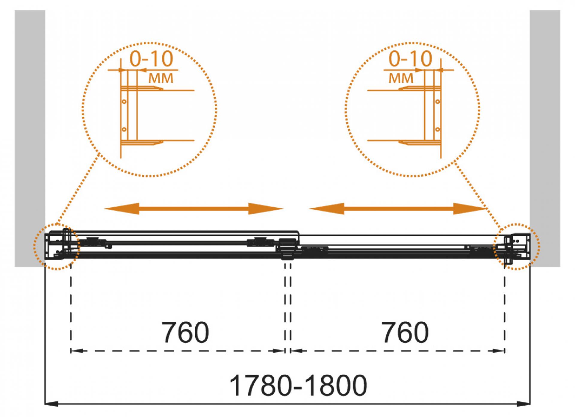 Шторка на ванну Cezares Tandem Soft-VF-2-180/145-P-Cr