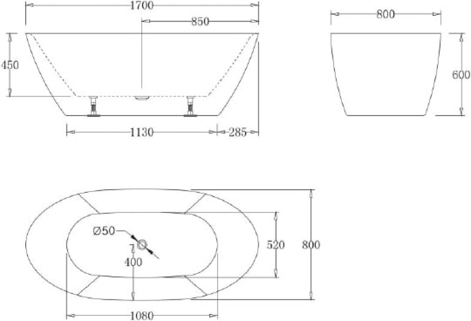 Акриловая ванна 170х80 см BelBagno BB77-1700