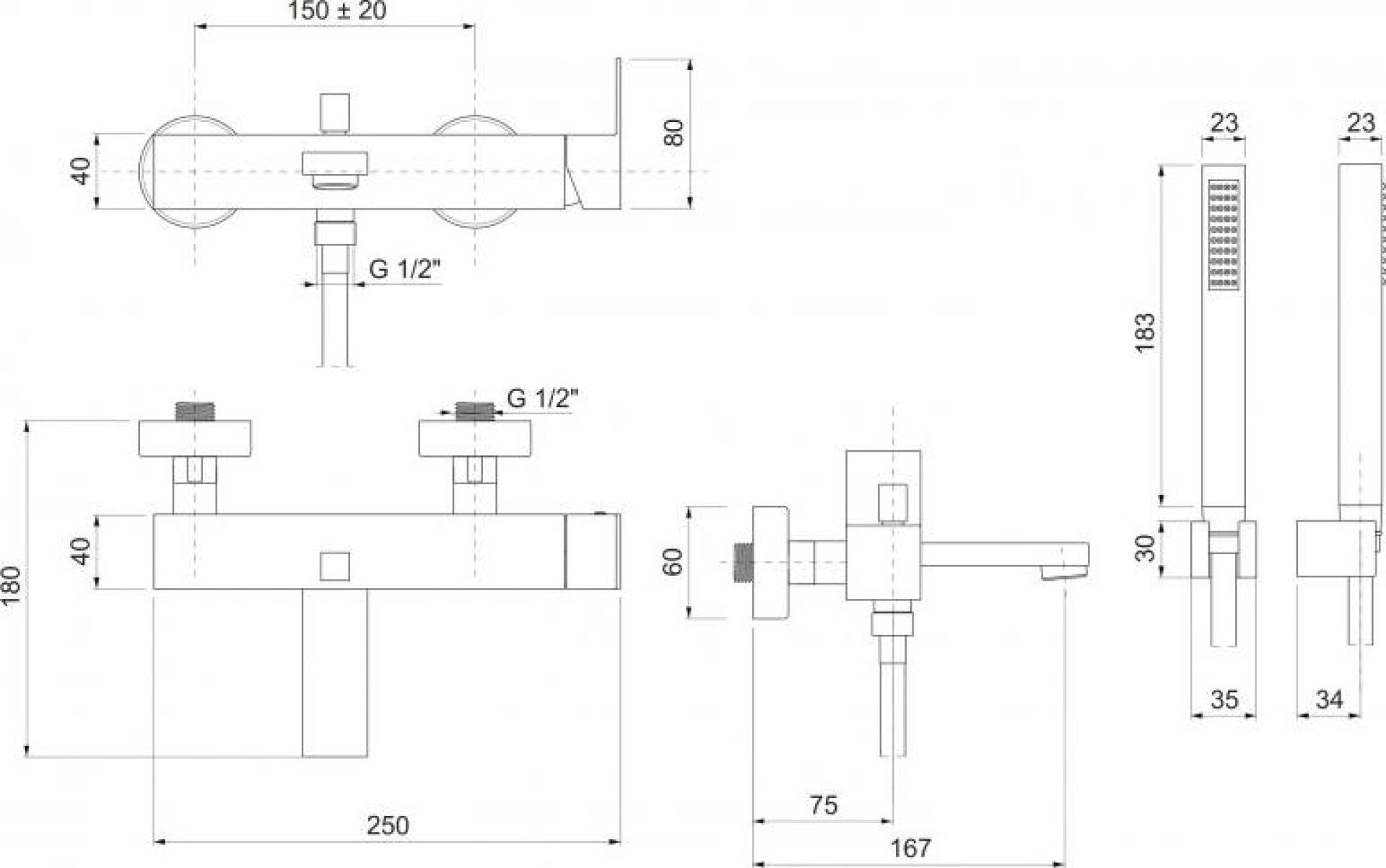 Смеситель для ванны и душа Cezares PRIZMA-VDM-03/24, золото