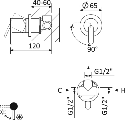 Смеситель для душа Cezares Leaf LEAF-DIM-L-SS sunset