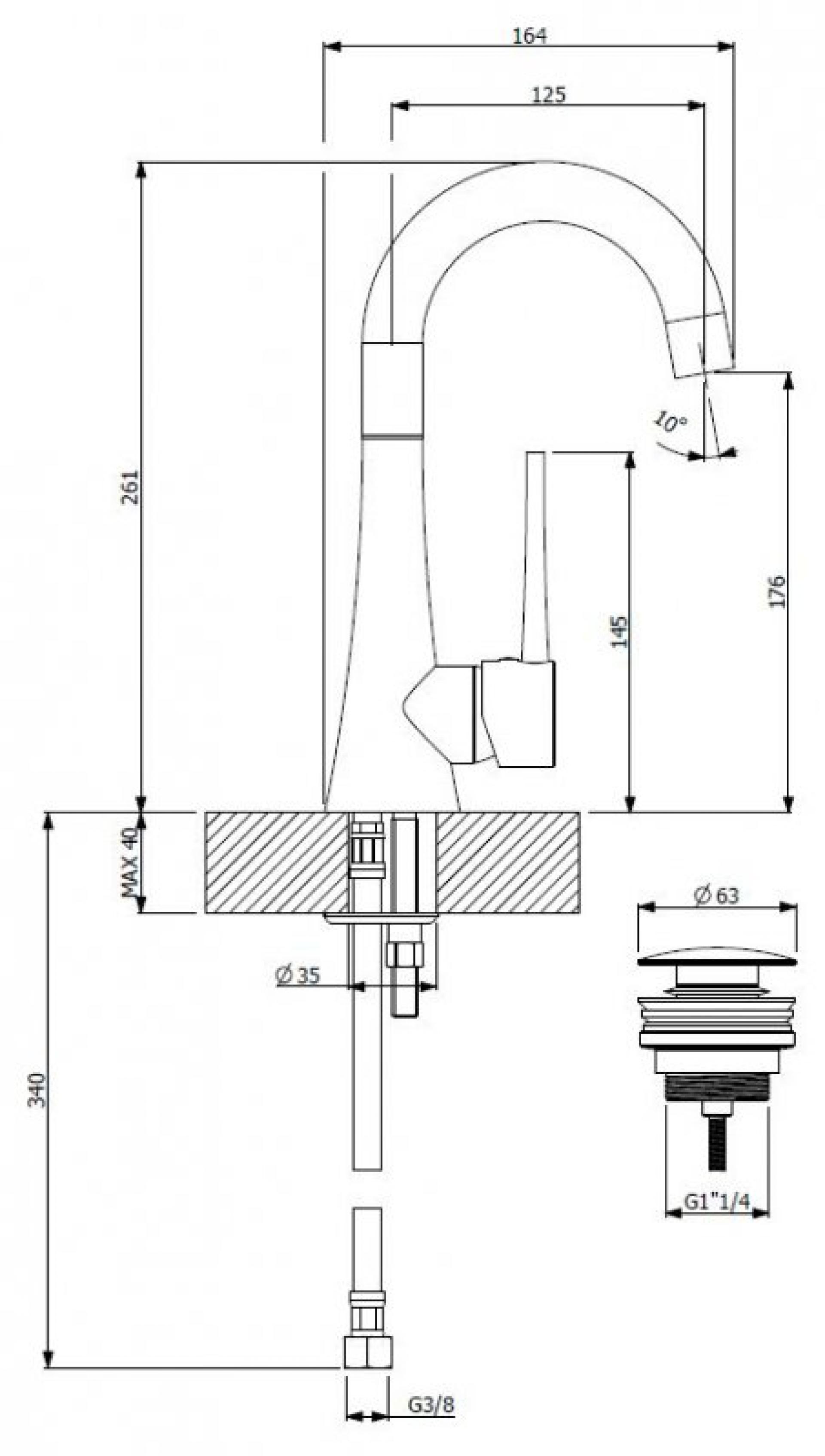 Смеситель для раковины Cezares TINK-LSM1-NOP, черный