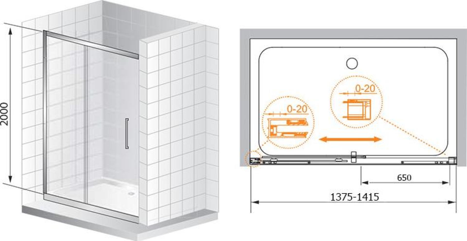 Душевая дверь в нишу Cezares Premier Soft W-BF1 140 C Cr IV