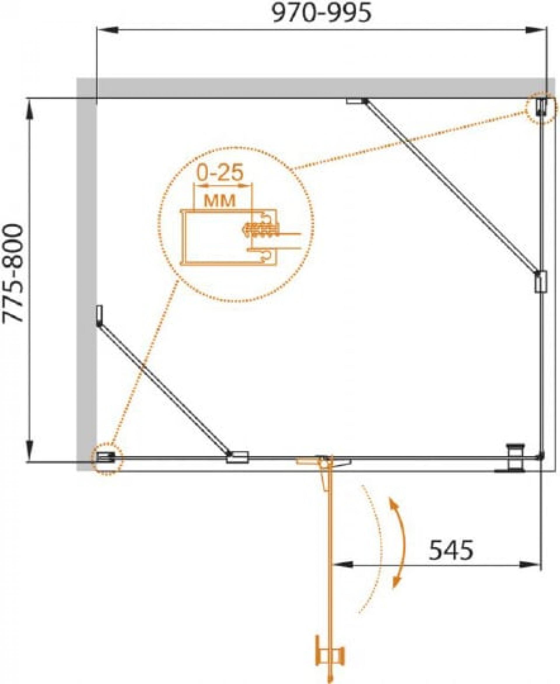 Душевой уголок Cezares CRYSTAL-S-AH-1-100/80-C-Cr-L