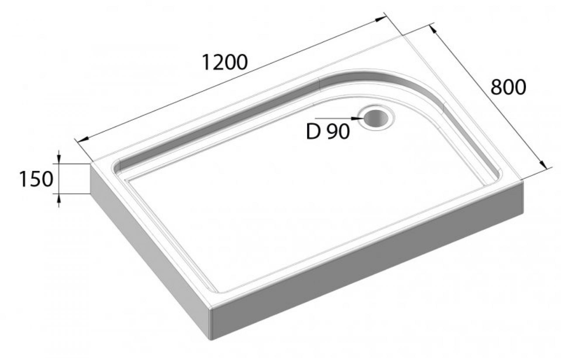 Поддон для душа BelBagno TRAY-BB-AH-120/80-15-W-R