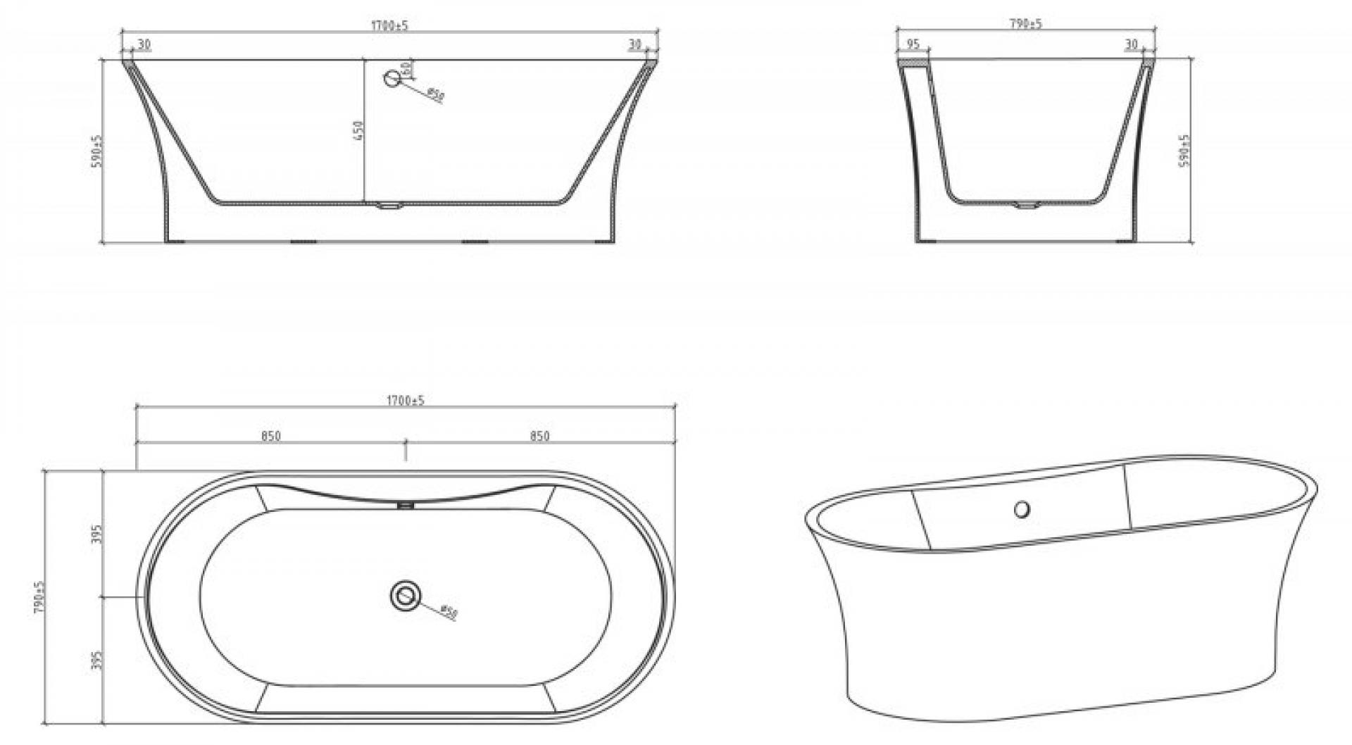 Акриловая ванна 170х80 BelBagno BB201-1700-800