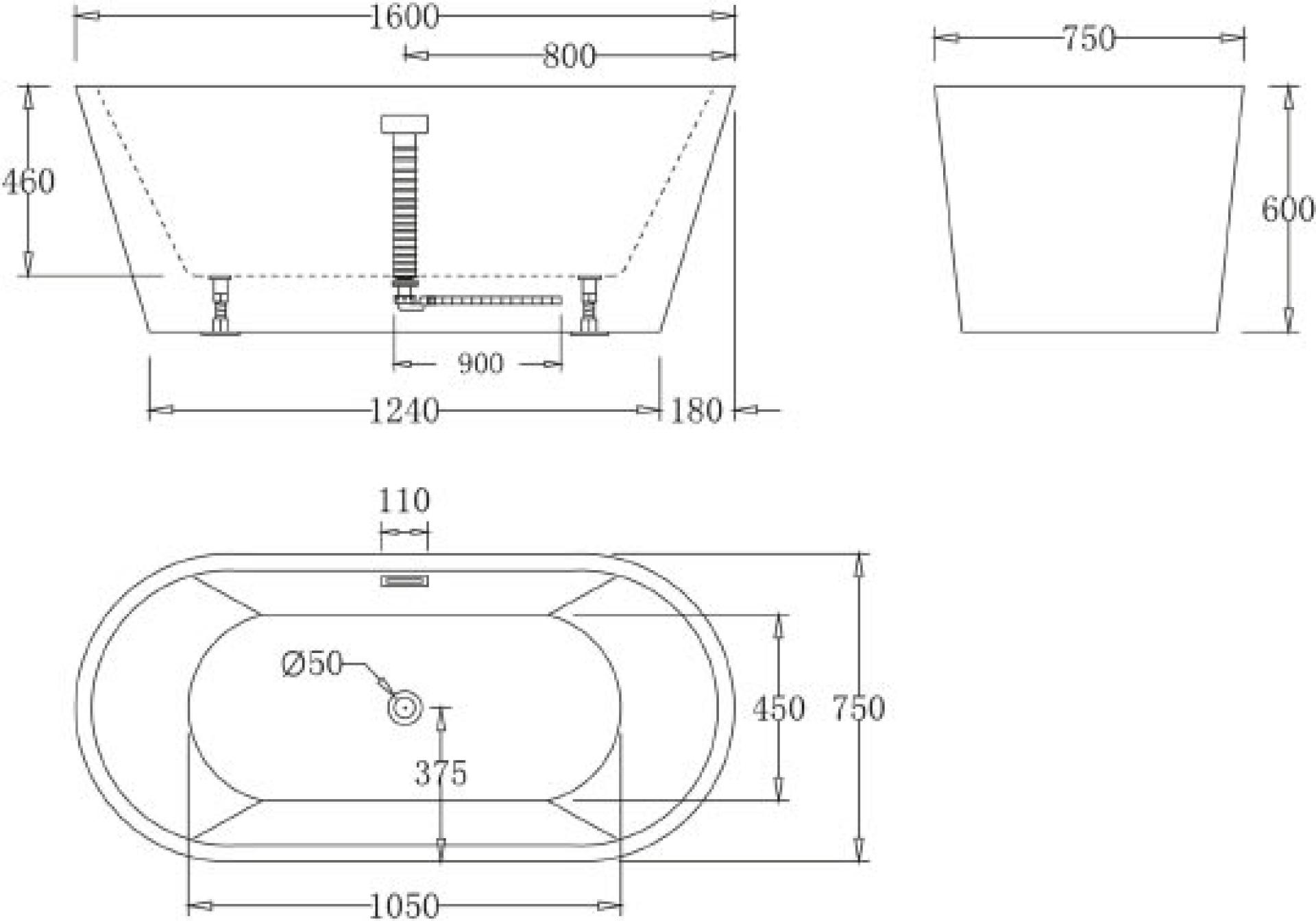 Акриловая ванна 160х75 см BelBagno BB71-1600