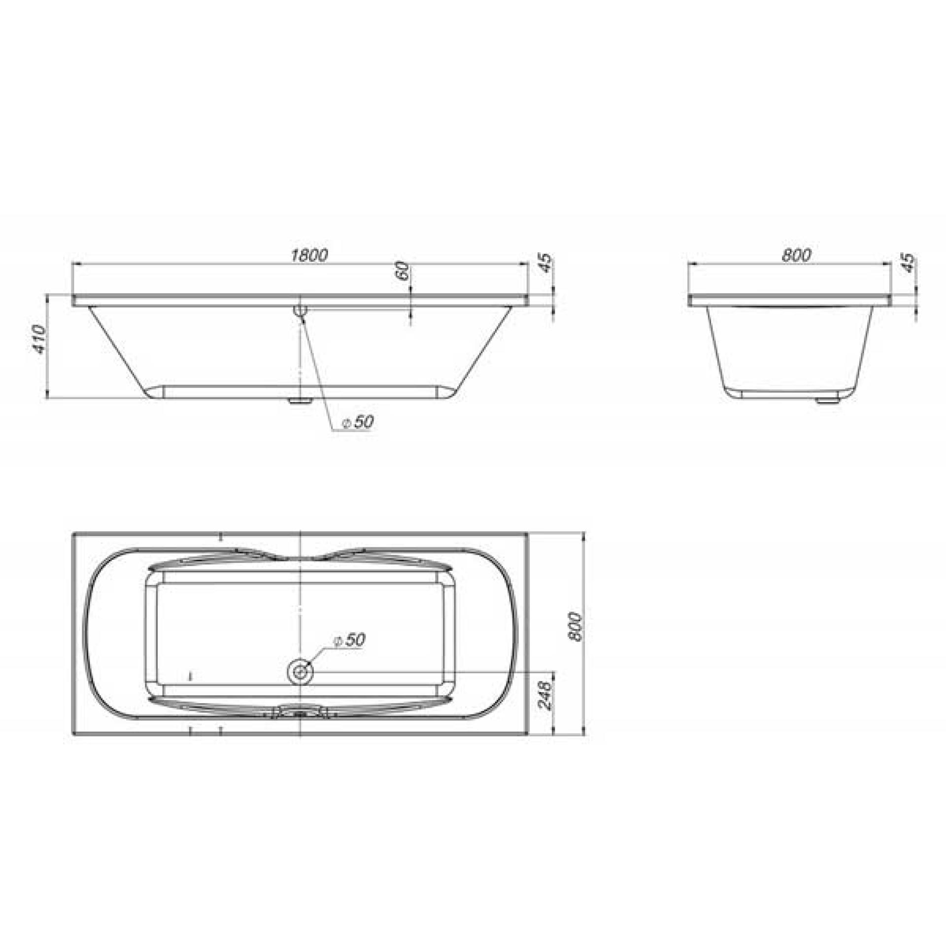 Акриловая ванна 180х80 BelBagno BB104-180-80