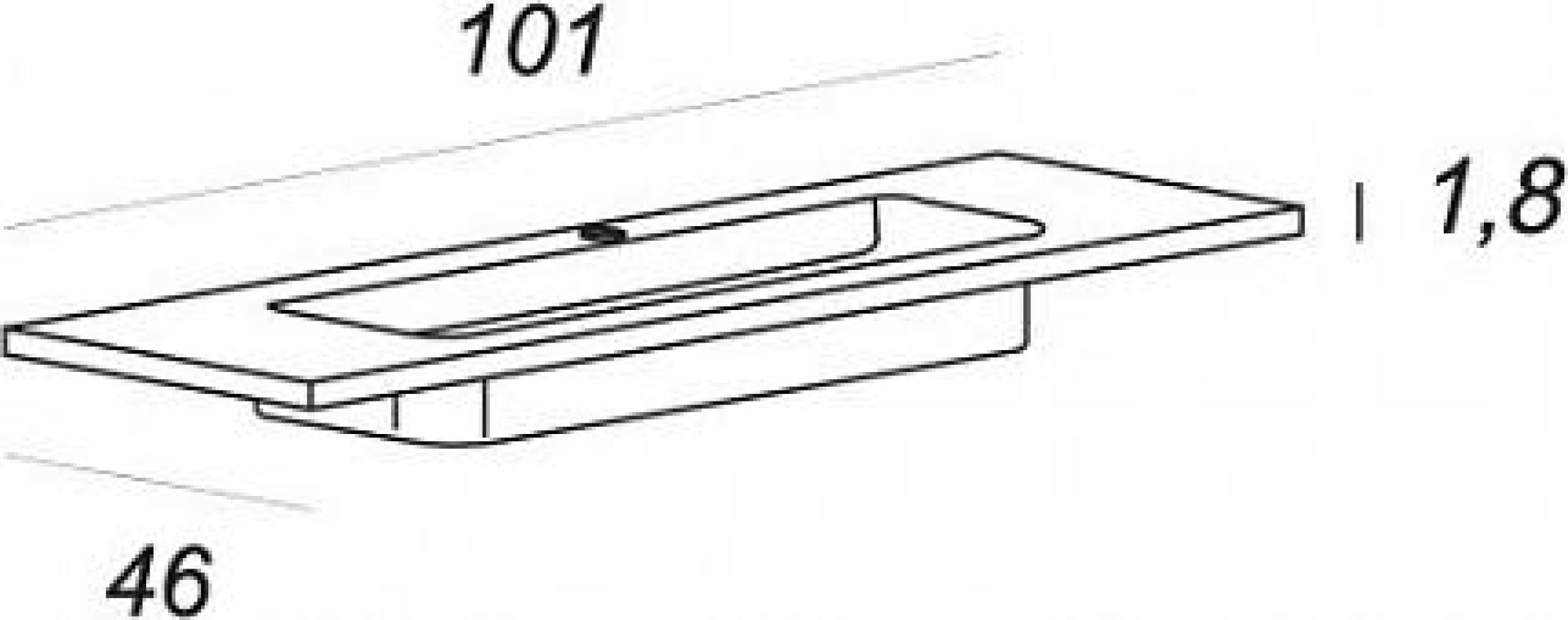 Мебельная раковина 101 см Cezares Glass 50170