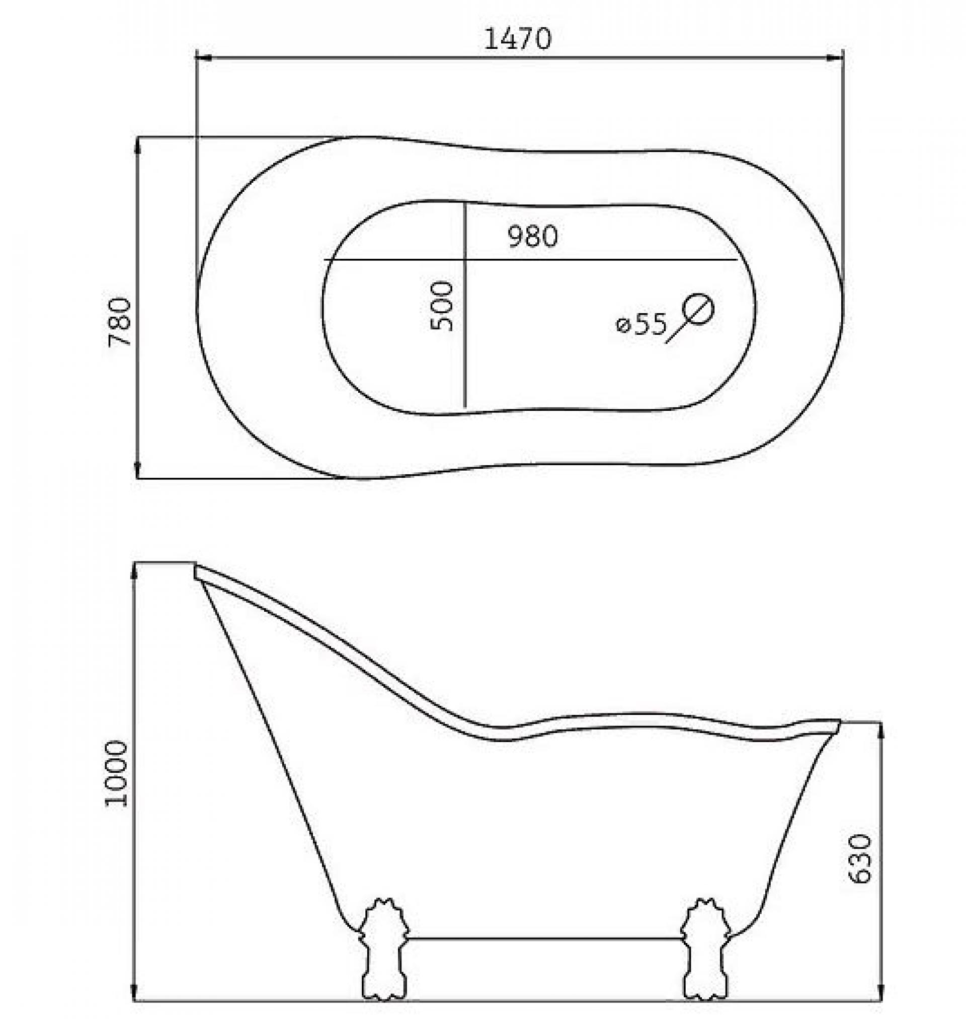 Акриловая ванна 147х78 BelBagno BB08