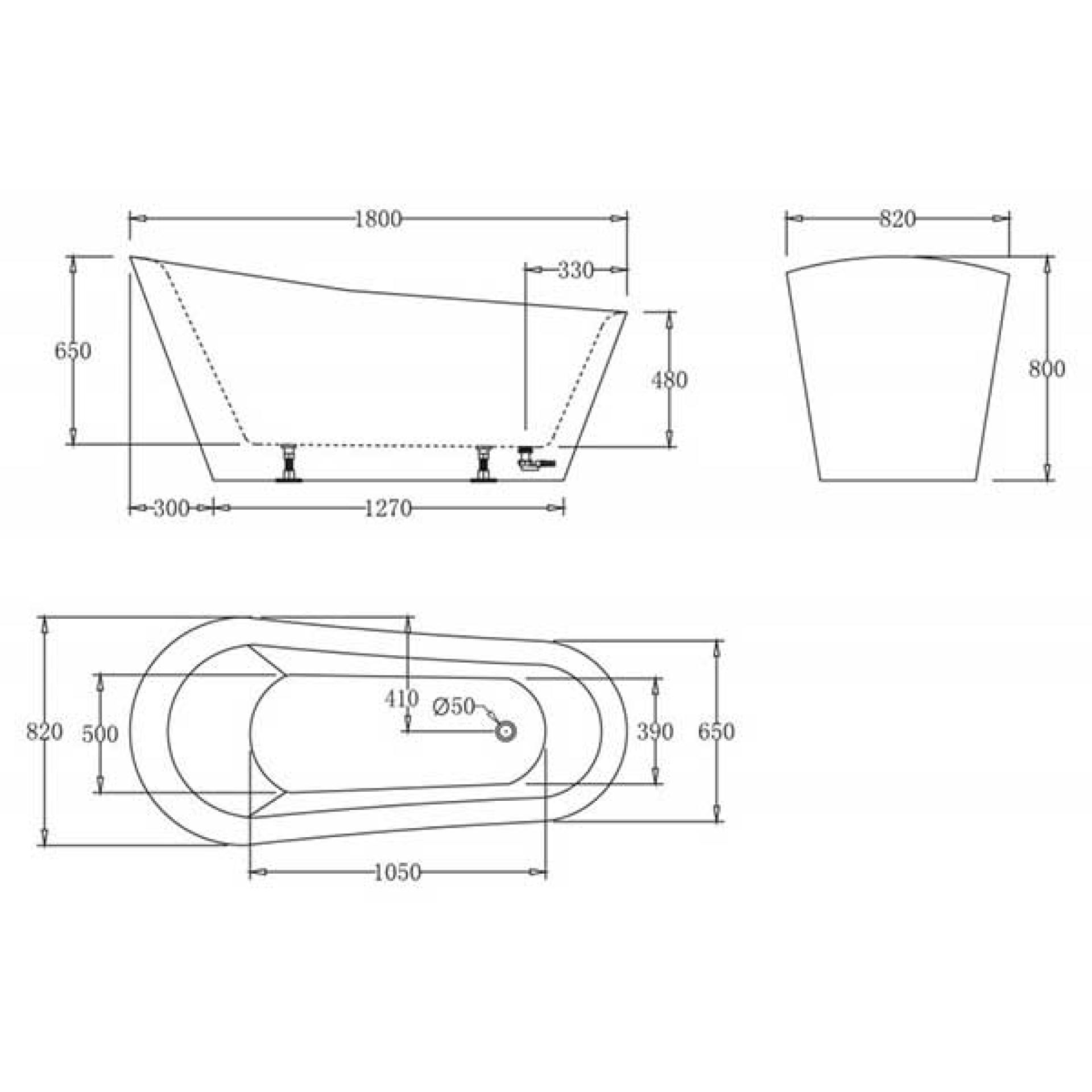 Акриловая ванна 180х82 см BelBagno BB63-1800