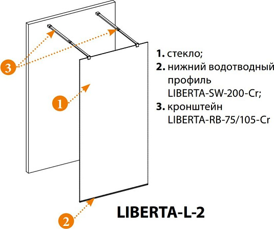 Душевая перегородка Cezares LIBERTA-L-2-125-C-Cr