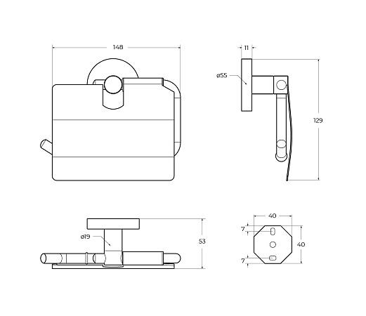 Держатель туалетной бумаги Cezares Relax RELAX-PH-NOP черный матовый