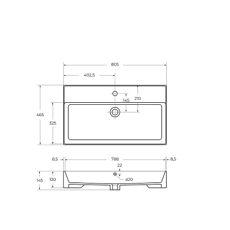 Накладная раковина Cezares Molveno 80 CZR-MIL-80-LVB белый