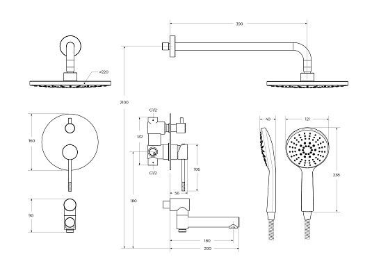 Душевая система Cezares Relax RELAX-VDSET-01 хром