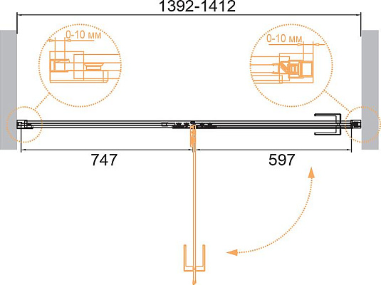 Душевая дверь Cezares Bellagio 140 BELLAGIO-B-12-140-C-NERO, профиль черный, стекло прозрачное