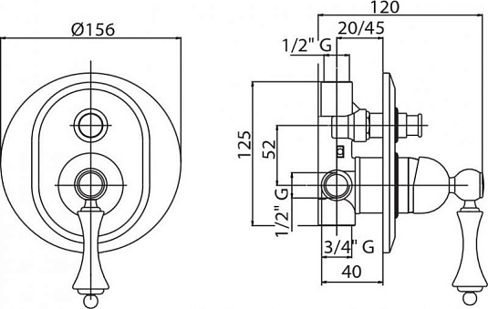 Смеситель для душа Cezares MARGOT-VDIM-02-Bi, бронза