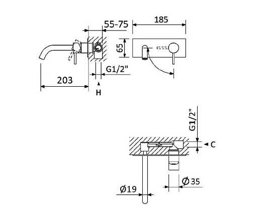 Смеситель для раковины Cezares Leaf LEAF-BLI1-20-L-01-W0 хром