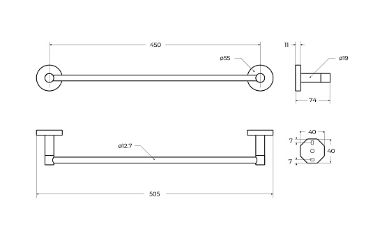 Полотенцедержатель Cezares Relax RELAX-TH-50-BORO брашированное золото