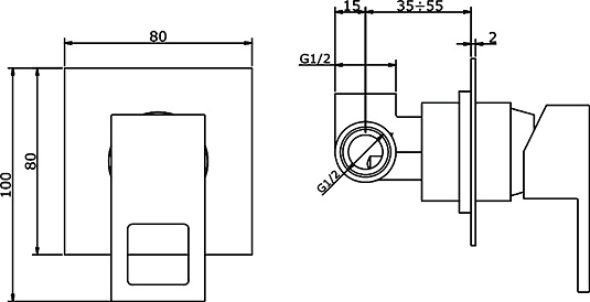 Смеситель Cezares Molveno MOLVENO-DIM-01-Cr С ВНУТРЕННЕЙ ЧАСТЬЮ
