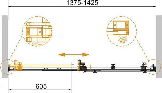 Душевая дверь в нишу Cezares STYLUS-SOFT-BF-1-140-C-Cr