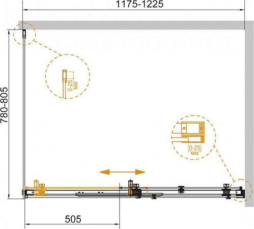 Душевой уголок Cezares STYLUS-SOFT-AH-1-120/80-C-Cr стекло прозрачное