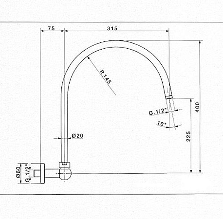 Кронштейн для верхнего душа Cezares CZR-TDA3-01, хром