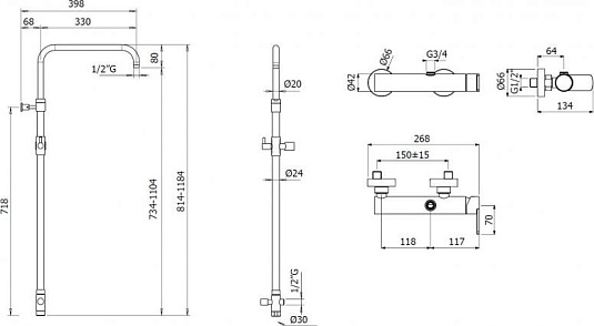 Душевая стойка Cezares GLAM-CD-01, хром
