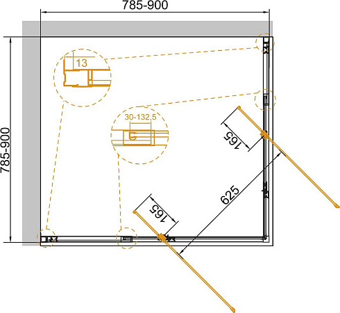 Душевой уголок Cezares VARIANTE-A/AH-2-80/90-C-Cr стекло прозрачное