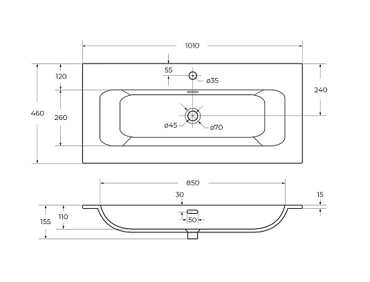 Накладная раковина Cezares Eco 101 CZR-8073-100 белый глянец