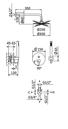 Душевая система Cezares Leaf LEAF-DSIP-30-L-SR sunrise