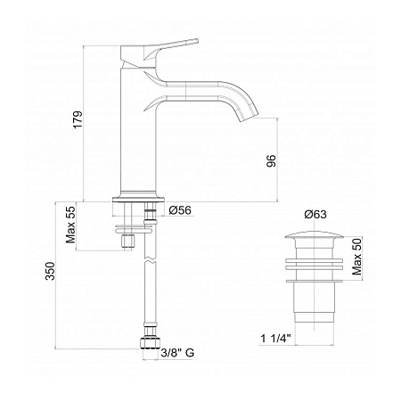 Смеситель для раковины Cezares FUSION-LSM1-CNE, черный