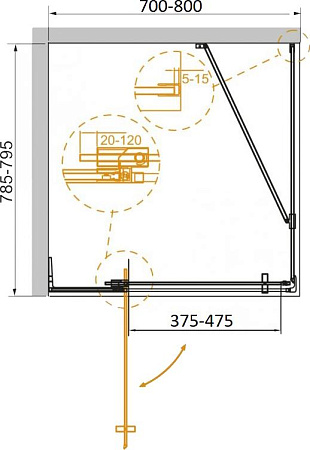 Душевой уголок 80х80 см Cezares SLIDER-AH-1-80-70/80-C-Cr, стекло прозрачное