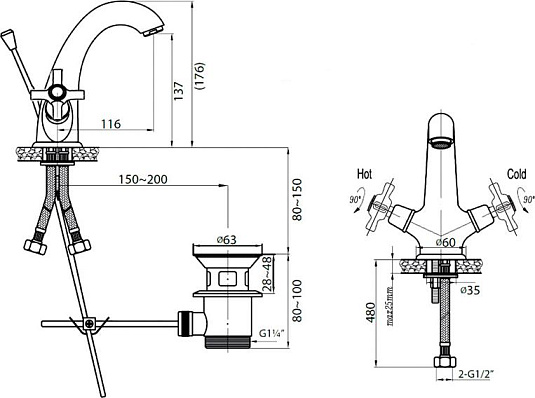 Смеситель Cezares Lord LORD-LS1-01 для раковины