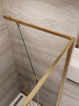 Душевая дверь Cezares LUX-B-FS-1-100-C-BORO, 100х195, профиль брашированное золото, стекло прозрачное