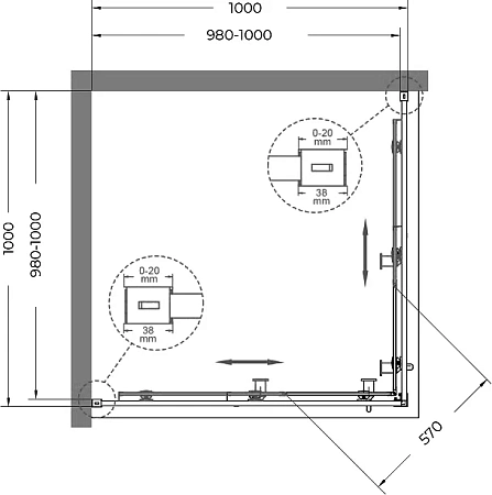 Душевой уголок Cezares Relax 100x100 RELAX-304-A-2-100-C-CR профиль хром глянец, стекло прозрачное