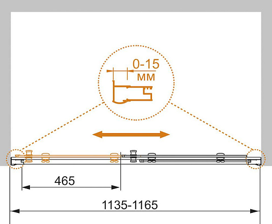 Душевая дверь в нишу Cezares PRATICO-BF-1-115-C-Cr стекло прозрачное