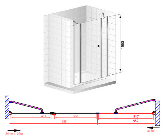 Душевая дверь в нишу Cezares Elena B13 100/60/40 C Cr