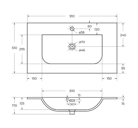 Накладная раковина Cezares Molveno 91 CZR-8099-90/50 белый глянец