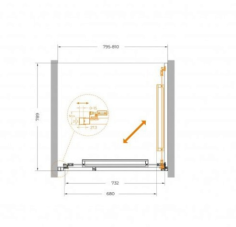 Душевая дверь Cezares LUX-B-FS-1-80-C-GM 80х19 без поддона, профиль оружейная сталь, стекло прозрачное