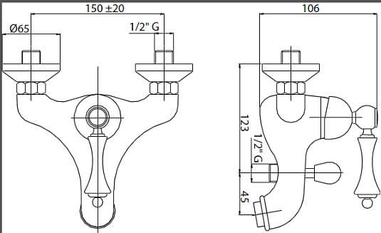 Смеситель для ванны и душа Cezares MARGOT-VM-02-Bi/A, бронза