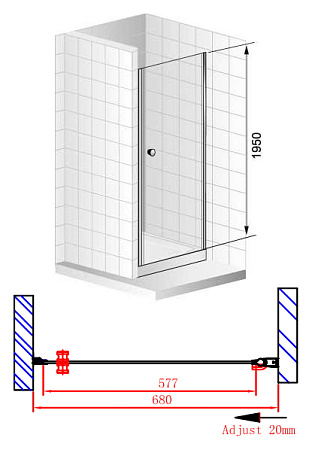 Душевая дверь в нишу Cezares Elena W B1 70 P Cr R