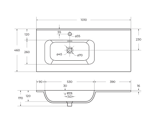 Накладная раковина Cezares Duet 101 CZR-8095-100-L белый глянец