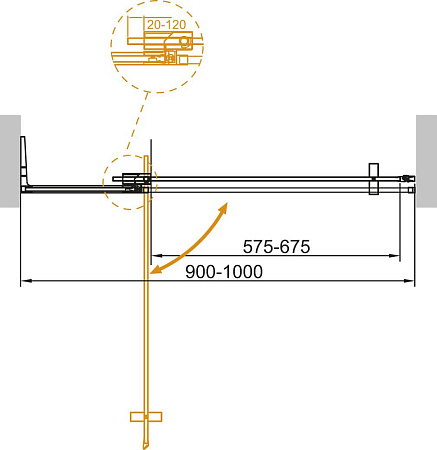 Душевая дверь в нишу Cezares SLIDER-B-1-90/100-C-NERO стекло прозрачное