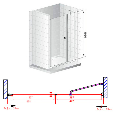 Душевая дверь в нишу Cezares Elena B11 40/70 P Cr L
