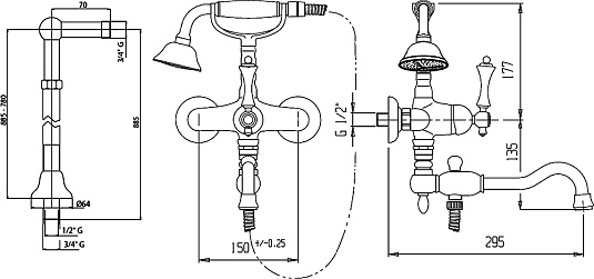Смеситель Cezares Margot MARGOT-VDPS2-01-Bi напольный