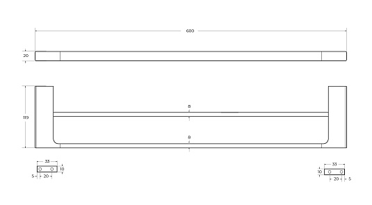 Полотенцедержатель двойной Cezares Slider SLIDER-THD-60-IN сатин