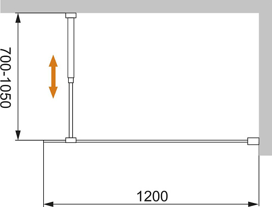 Душевая перегородка Cezares LIBERTA-L-1-120-GR-NERO 120 см. тонированное