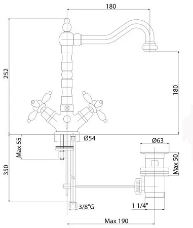 Смеситель для раковины Cezares Nostalgia NOSTALGIA-LS2-03/24 золото
