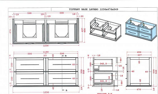 Тумба для комплекта Cezares Tiffany 54954 bianco opaco