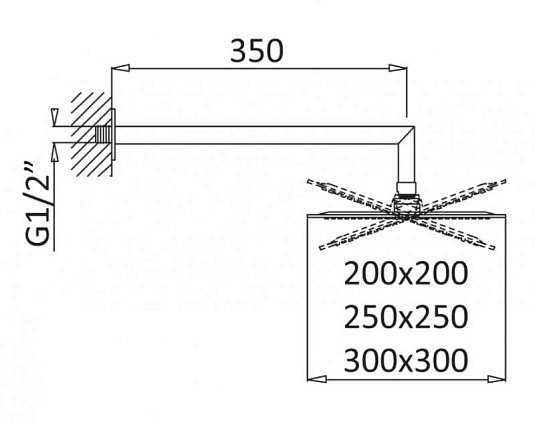 Верхний душ Cezares PORTA-TDDQ-30-NOP, черный